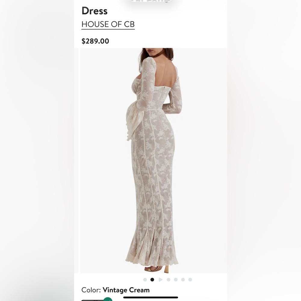 House of CB Ivory Lace Long-Sleeve Mermaid Gown - Picture 2 of 4